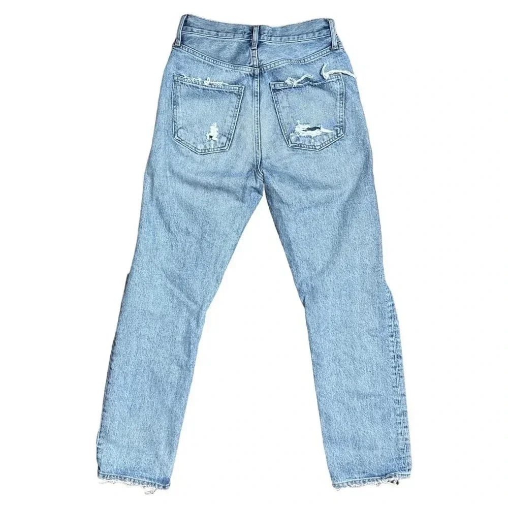 AGOLDE Mid  Rise Loose Isolate Distressed Relaxed Straight Leg Womens 23 - Picture 3 of 12